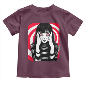 Horror Anime Manga Creepy Goth Japanese Girl Toddler T Shirt TS11 Maroon Print Your Wear