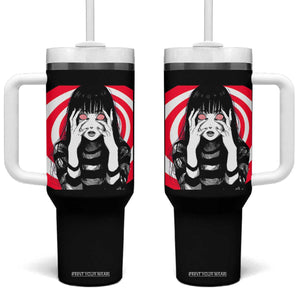 Horror Anime Manga Creepy Goth Japanese Girl Tumbler With Handle TS11 One Size: 40 oz Black Print Your Wear