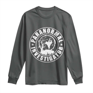 Paranormal Investigator Ghost Hunting Long Sleeve Shirt EVP Halloween TS11 Dark Heather Print Your Wear