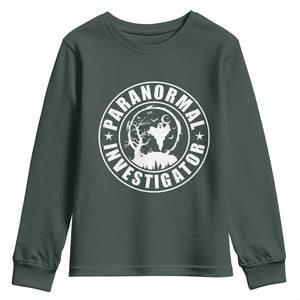 Paranormal Investigator Ghost Hunting Youth Sweatshirt EVP Halloween TS11 Dark Forest Green Print Your Wear