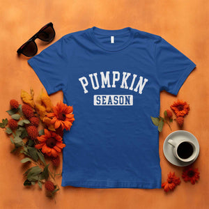 Pumpkin Season T Shirt Fall Harvest Season Thanksgiving TS11 Royal Blue Print Your Wear