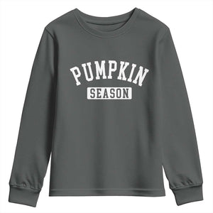 Pumpkin Season Youth Sweatshirt Fall Harvest Season Thanksgiving TS11 Dark Heather Print Your Wear