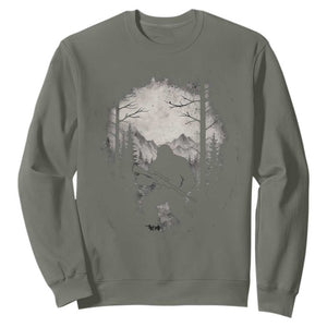 Funny Bigfoot Hunting Sweatshirt Sasquatch Wildlife Hunter Forest TS11 Military Green Print Your Wear
