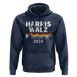 Harris Walz Hoodie LGBT Rainbow Flag Presidential Election 2024 TS11 Navy Print Your Wear