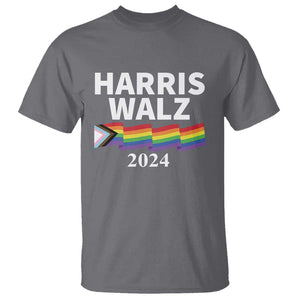 Harris Walz T Shirt LGBT Rainbow Flag Presidential Election 2024 TS11 Charcoal Print Your Wear