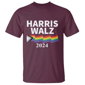 Harris Walz T Shirt LGBT Rainbow Flag Presidential Election 2024 TS11 Maroon Print Your Wear