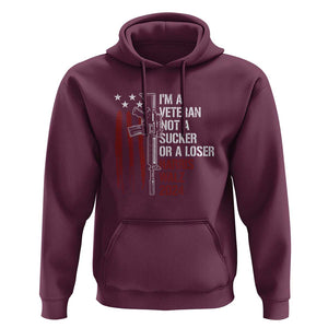 Harris Walz 2024 Hoodie I'm A Veteran Not A Sucker Or A Loser American Flag Gun TS11 Maroon Print Your Wear