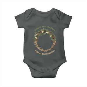 This Is The Season This Is The Reason Christian Christmas Baby Onesie TS11 Dark Heather Print Your Wear