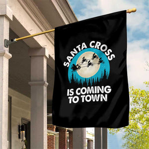 Funny Christmas Motocross Garden Flag Santa Cross Is Coming To Town Sport TS11 Print Your Wear