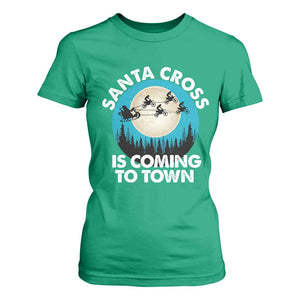 Funny Christmas Motocross T Shirt For Women Santa Cross Is Coming To Town Sport TS11 Irish Green Print Your Wear