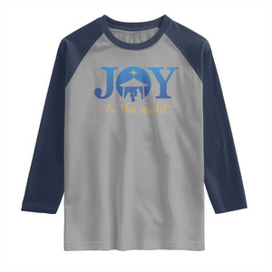 Joy To The World Raglan Shirt Christian Christmas Nativity Scene Star Of Bethlehem TS11 Sport Gray Navy Print Your Wear