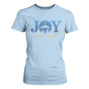 Joy To The World T Shirt For Women Christian Christmas Nativity Scene Star Of Bethlehem TS11 Light Blue Print Your Wear