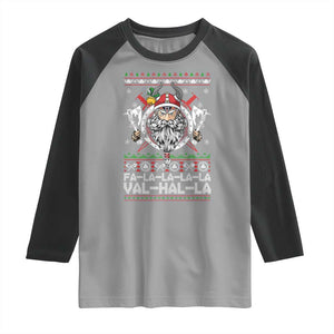 Christmas Viking Raglan Shirt Fa La La La La Val Hal La Santa Viking Warriors TS11 Sport Gray Black Print Your Wear