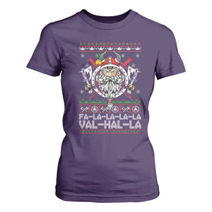Christmas Viking T Shirt For Women Fa La La La La Val Hal La Santa Viking Warriors TS11 Purple Print Your Wear