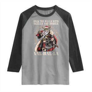 Viking Christmas Raglan Shirt Deck The Halls With Skulls And Bodies Valhalla TS11 Sport Gray Black Print Your Wear
