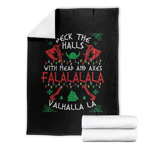 Viking Christmas Throw Blanket Deck The Halls With Mead And Axes Falalala Valhalla La TS11 Black Print Your Wear
