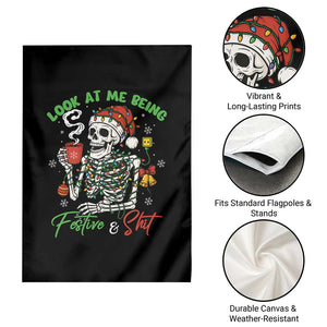 Look At Me Being Festive And Shit Garden Flag Funny Christmas Skeleton TS11 Print Your Wear