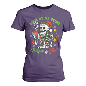 Look At Me Being Festive And Shit T Shirt For Women Funny Christmas Skeleton TS11 Purple Print Your Wear