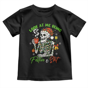 Look At Me Being Festive And Shit Toddler T Shirt Funny Christmas Skeleton TS11 Black Print Your Wear
