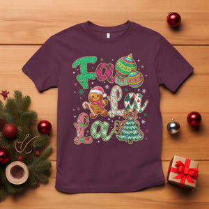 Funny Falala Christmas Song Faux Glitter Gingerbread T Shirt TS11 Maroon Print Your Wear