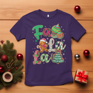 Funny Falala Christmas Song Faux Glitter Gingerbread T Shirt TS11 Purple Print Your Wear