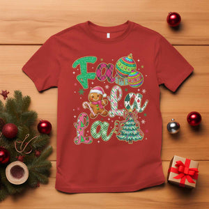 Funny Falala Christmas Song Faux Glitter Gingerbread T Shirt TS11 Red Print Your Wear