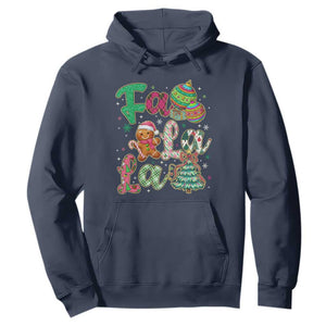 Funny Falala Christmas Song Faux Glitter Gingerbread Hoodie TS11 Navy Print Your Wear