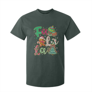 Funny Falala Christmas Song Faux Glitter Gingerbread T Shirt For Kid TS11 Dark Forest Green Print Your Wear