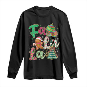 Funny Falala Christmas Song Faux Glitter Gingerbread Long Sleeve Shirt TS11 Black Print Your Wear