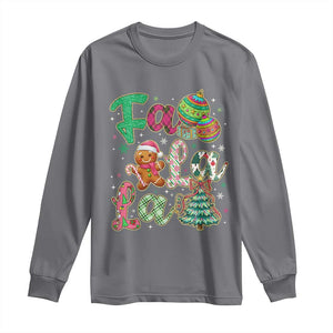 Funny Falala Christmas Song Faux Glitter Gingerbread Long Sleeve Shirt TS11 Charcoal Print Your Wear