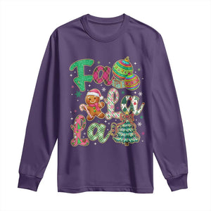 Funny Falala Christmas Song Faux Glitter Gingerbread Long Sleeve Shirt TS11 Purple Print Your Wear