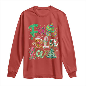 Funny Falala Christmas Song Faux Glitter Gingerbread Long Sleeve Shirt TS11 Red Print Your Wear