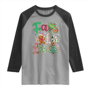 Funny Falala Christmas Song Faux Glitter Gingerbread Raglan Shirt TS11 Sport Gray Black Print Your Wear