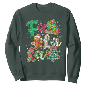 Funny Falala Christmas Song Faux Glitter Gingerbread Sweatshirt TS11 Dark Forest Green Print Your Wear
