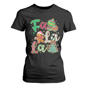 Funny Falala Christmas Song Faux Glitter Gingerbread T Shirt For Women TS11 Black Print Your Wear