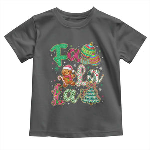 Funny Falala Christmas Song Faux Glitter Gingerbread Toddler T Shirt TS11 Dark Heather Print Your Wear