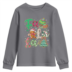 Funny Falala Christmas Song Faux Glitter Gingerbread Youth Sweatshirt TS11 Charcoal Print Your Wear
