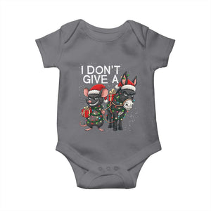 Funny Christmas I Dont Give a Rats Ass Baby Onesie Donkey And Mouse Xmas Holiday TS11 Charcoal Print Your Wear