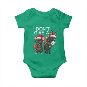 Funny Christmas I Dont Give a Rats Ass Baby Onesie Donkey And Mouse Xmas Holiday TS11 Irish Green Print Your Wear