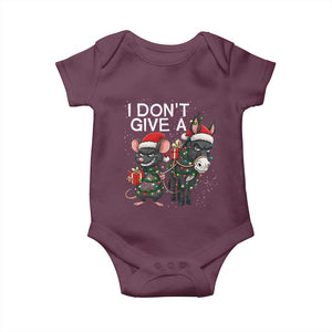 Funny Christmas I Dont Give a Rats Ass Baby Onesie Donkey And Mouse Xmas Holiday TS11 Maroon Print Your Wear
