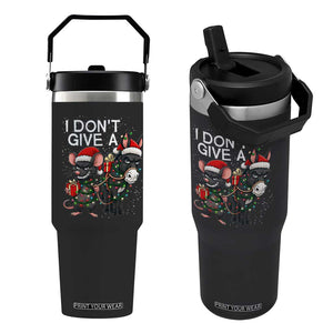 Funny Christmas I Dont Give a Rats Ass Flip Straw Tumbler Donkey And Mouse Xmas Holiday TS11 One Size: 30 oz Black Print Your Wear