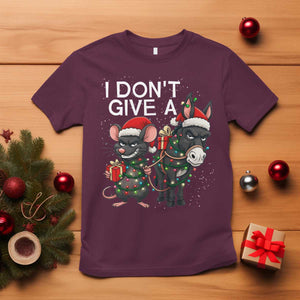Funny Christmas I Dont Give a Rats Ass T Shirt Donkey And Mouse Xmas Holiday TS11 Maroon Print Your Wear