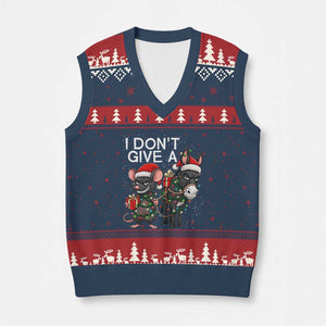 Funny Xmas I Dont Give a Rats Ass V-Neck Knit Sweater Vest Donkey And Mouse Xmas Holiday TS11 Navy Red Print Your Wear