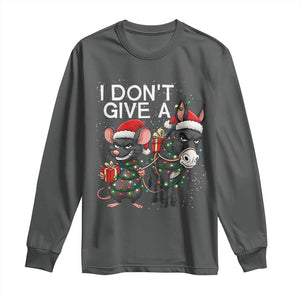 Funny Christmas I Dont Give a Rats Ass Long Sleeve Shirt Donkey And Mouse Xmas Holiday TS11 Dark Heather Print Your Wear