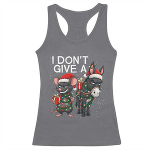 Funny Christmas I Dont Give a Rats Ass Racerback Tank Top Donkey And Mouse Xmas Holiday TS11 Charcoal Print Your Wear