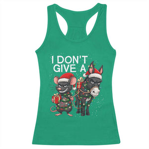 Funny Christmas I Dont Give a Rats Ass Racerback Tank Top Donkey And Mouse Xmas Holiday TS11 Irish Green Print Your Wear