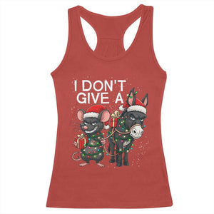 Funny Christmas I Dont Give a Rats Ass Racerback Tank Top Donkey And Mouse Xmas Holiday TS11 Red Print Your Wear