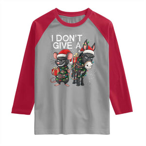 Funny Christmas I Dont Give a Rats Ass Raglan Shirt Donkey And Mouse Xmas Holiday TS11 Sport Gray Red Print Your Wear