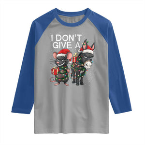 Funny Christmas I Dont Give a Rats Ass Raglan Shirt Donkey And Mouse Xmas Holiday TS11 Sport Gray Royal Print Your Wear