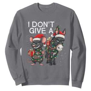 Funny Christmas I Dont Give a Rats Ass Sweatshirt Donkey And Mouse Xmas Holiday TS11 Charcoal Print Your Wear